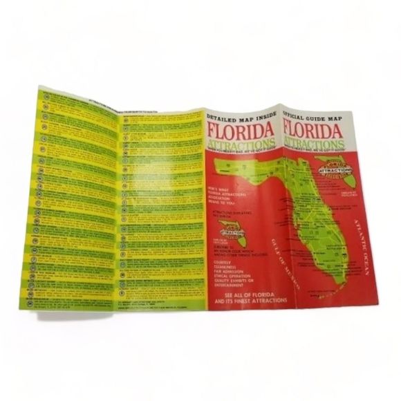 Vintage 80s Florida Brochure Official Guide Map Attractions TWA Association - Picture 4 of 4